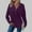 Purple, variant on Lovskoo Waffle Knit Hoodies for Women Dressy V Neck Button Down Blouse Fall Winter Long Sleeve Pullover Solid Color T-shirt Olive Green