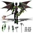 thumbnail image 1 of MIGESS (Assembly Completed) T13 Action Figure Set,Dummy 13,Articulated Robot with Demon Wings, Titan 13 Robot Action Figure 3D Printed robo 13 Action Figure Articulated(Green Black), 1 of 5