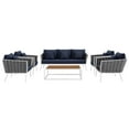 thumbnail image 4 of Modway Stance 6 Piece Outdoor Patio Aluminum Sectional Sofa Set in White Navy, 4 of 10