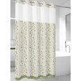 thumbnail image 2 of No Hook Shower Curtain with Snap-in Liner, Green Floral Waterproof Fabric Bathroom Curtains, Spring Flowers Bath Curtains & Mesh Top Window Stand Up Stall 36"x72", 2 of 9
