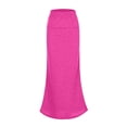 thumbnail image 2 of Tfken Summer Skirts For Women Elastic Waist Solid Color Long Pencil Skirts Trendy Daily Wear Female Classic Clothes Pink, 2 of 5