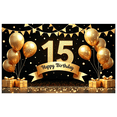 thumbnail image 4 of Golden Theme Happy 15th Birthday Banner Decorative Creative Sparkling Gold for Birthday Party Kids Celebration Indoor Decoration, 4 of 7