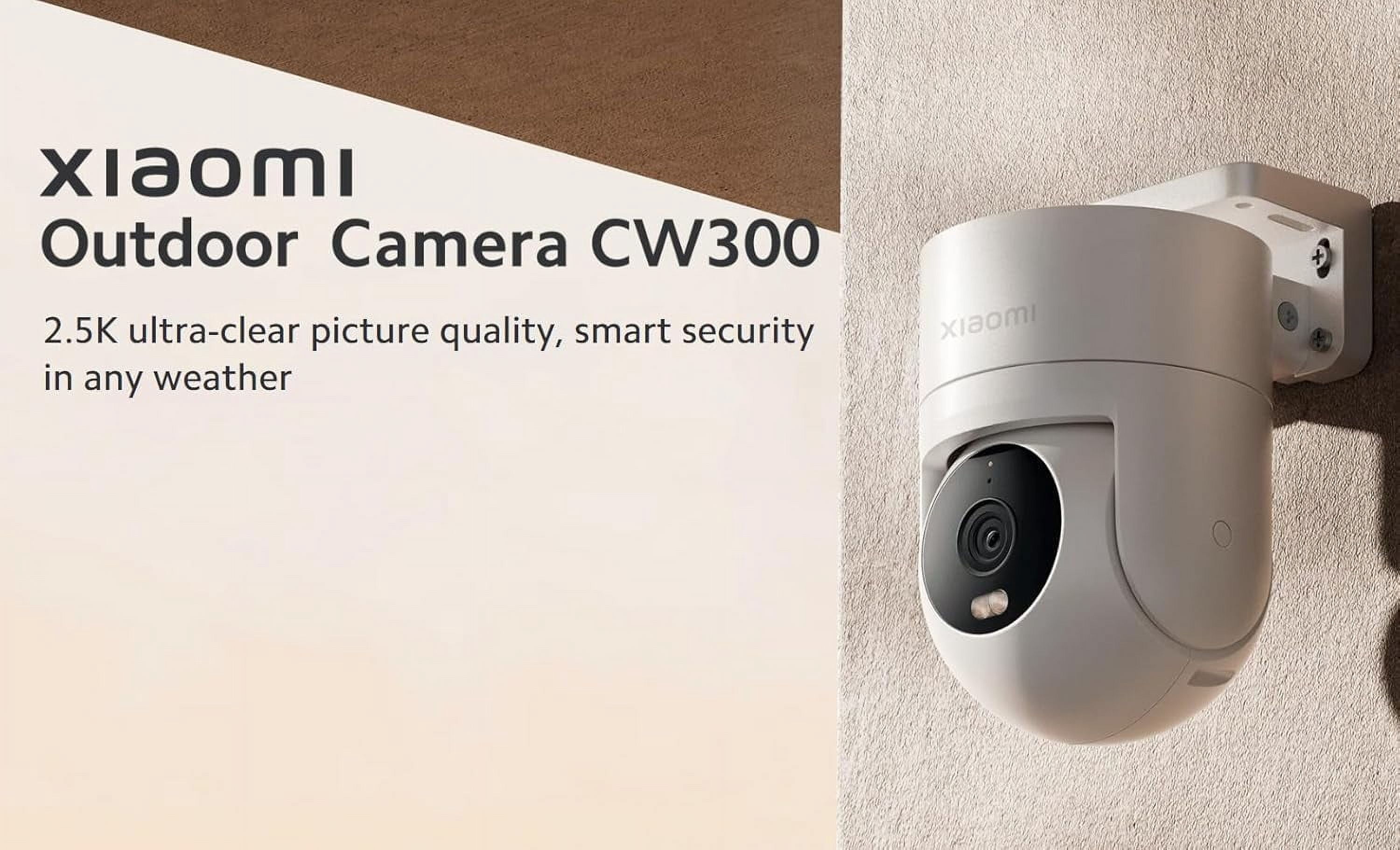 Xiaomi Outdoor Camera CW300 Wi-Fi + Wired RJ45 2.5K Ultra, 4MP, Smart Full-Color Night Vision, Bidirectional Gimbal Movement, IP66, AI Human Tracking US Specs