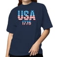 thumbnail image 2 of Smartprints USA 1776 Patriotic American Flag Women's T-shirt, Navy, S, 2 of 3