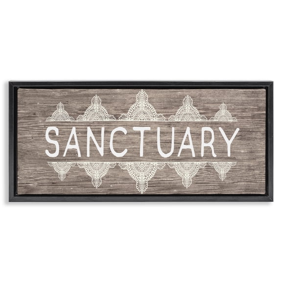 Stupell Industries Southwestern Sanctuary with Paisley Pattern Black Floating Frame Canvas Art, 25 x 11, by Lil' Rue