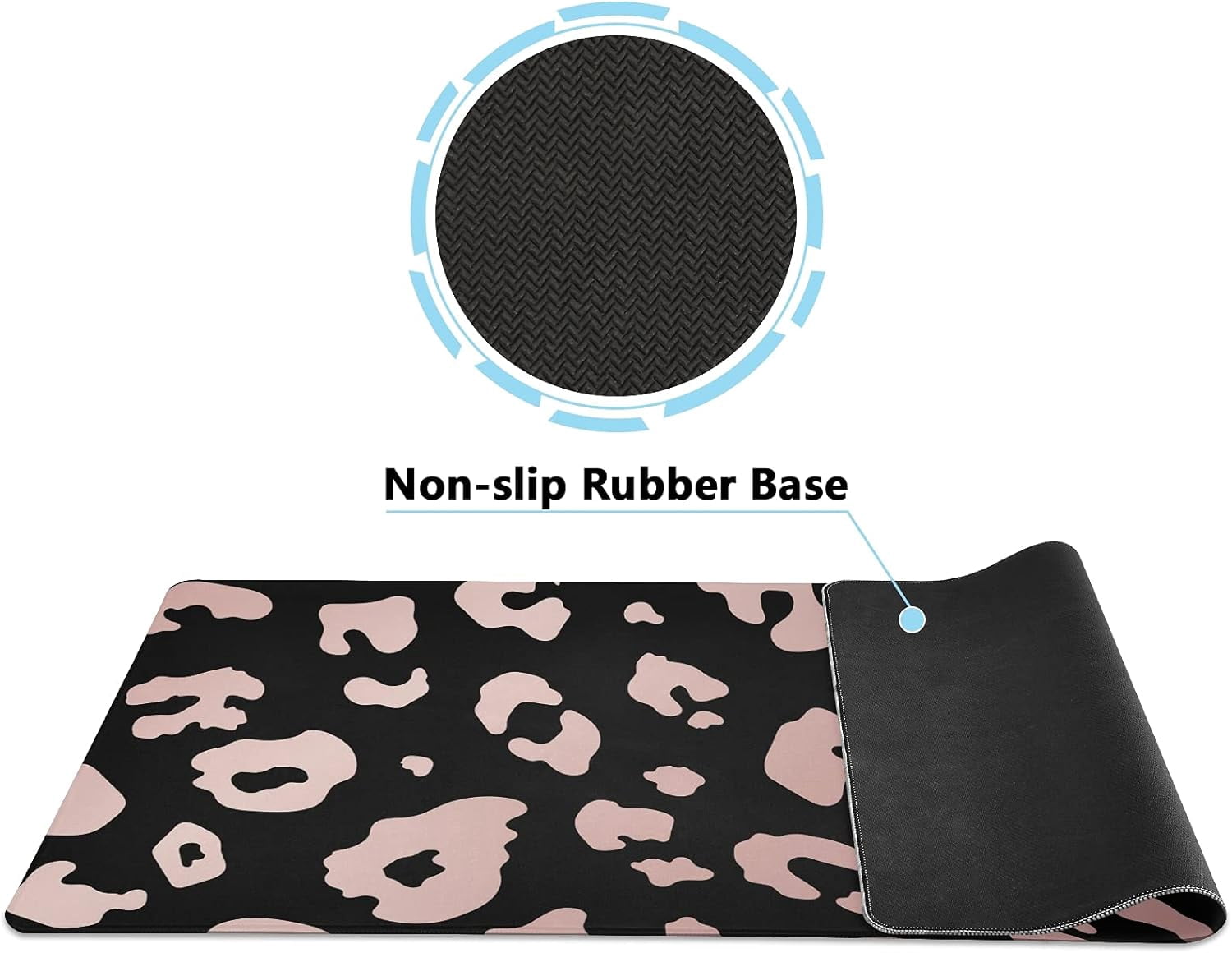 Rose Gold Leopard Print Animal Cheetah Large Gaming Mouse Pad Big Mousepad Mice Keyboard Mat with Non-Slip Rubber Base for Computer Laptop Home & Office, 31.5 X 15.7 inch