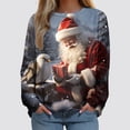 thumbnail image 2 of Futezty Womens Christmas Sweatshirt Funny Santa Snowman 3D Print Plus Size Graphic Sweatshirts Crewneck Xmas Holiday Tops, 2 of 5