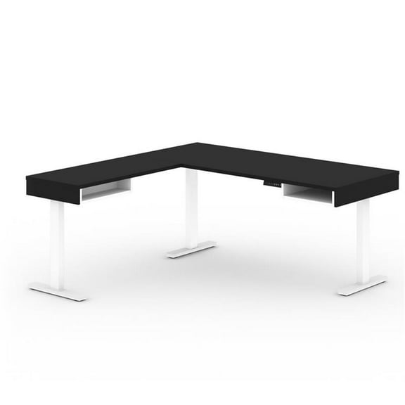 Atlin Designs 72" L-Shaped Standing Desk in Black and White
