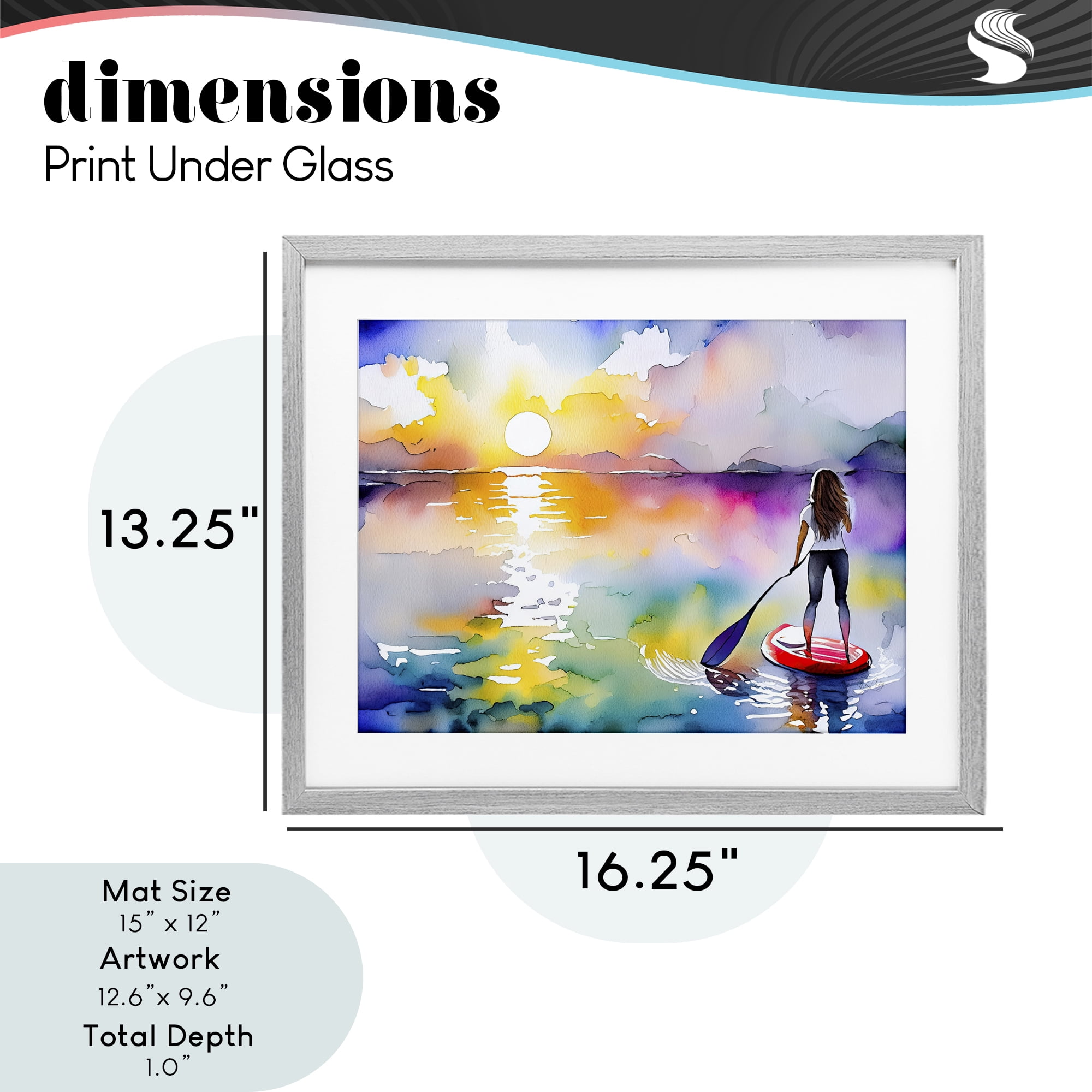 Stupell Industries Sunset Paddle Drift Gray Framed Print Under Glass, design by Shelly Craig
