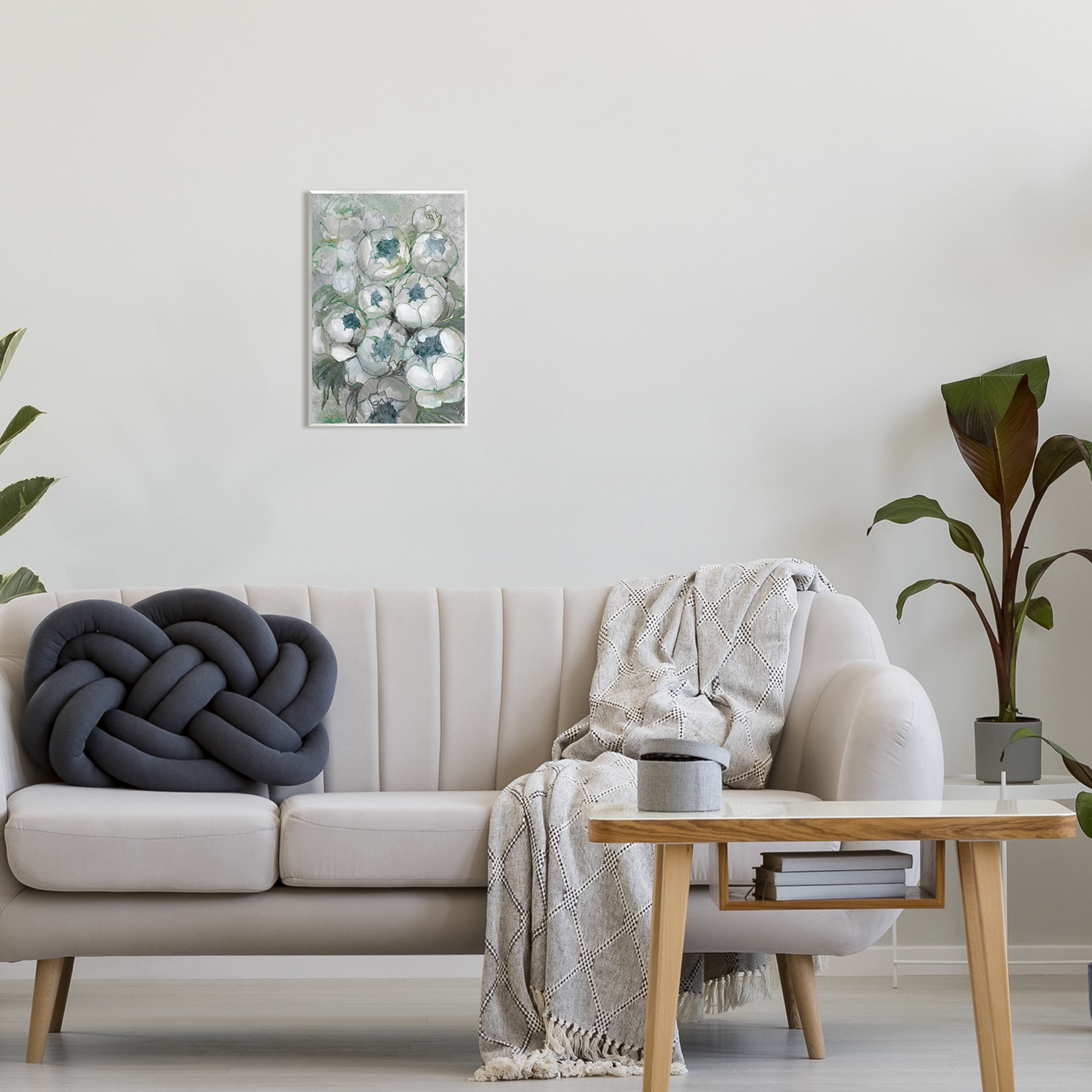 Stupell Modern White Spring Peony Buds Botanical & Floral Painting Wall Plaque Unframed Art Print Wall Art