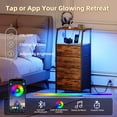 thumbnail image 5 of Eunos Tall Nightstand with Charging Station and LED for Bedroom, 4 Drawer with Storage Shelfs, Wood Grain Print, 5 of 8
