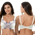 thumbnail image 4 of Curve Muse Women's Plus Size Minimizer Wireless Unlined Bra with Embroidery Lace-2Pack-BUTTERMILK,GRAY-36C, 4 of 7