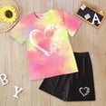 thumbnail image 2 of Girls Summer Outfits Size 4-14 Years Graphic Print T-Shirts Biker Shorts 2 Piece Outfit Kids Cute Clothing Sets Kaprioy Girls Summer Outfits, 2 of 4