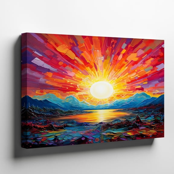 Abstract Sunrise Landscape Wall Art Print, Modern Living Room Decor
