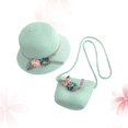 thumbnail image 4 of 1 juego de kit de playa para niños, adorable bolso bandolera con sombrero de paja para niñas (verde claro), 4 of 6