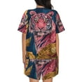 thumbnail image 6 of Rateoe Pink Tiger Gold Leaves Pattern Women's Short-Sleeved Pajama Set - 2 Piece Soft and Lightweight Sleepwear Set-Medium, 6 of 7