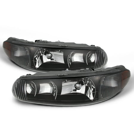 Buick Regal Headlight Replacement - Fit 97-05 Buick Century/Regal Black Replacement Headlights Headlamps L + R