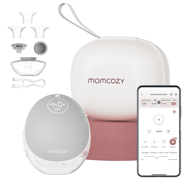 Extractor De Leche Eléctrico Manos Libres Mobile Flow Momcozy M9 Control Discreto Mediante APP 24mm Paquete de 1 Gris