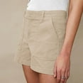 thumbnail image 5 of Women's Stretchy Twill Mid-Rise Shorts with Side Pockets - Soft Brushed Fabric, Flattering Fit Casual Shorts for Summer Walking & Errands,Khaki 2XL, 5 of 5
