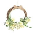 thumbnail image 4 of Guirnalda circular de ratán para puerta de entrada, pared, hojas verdes, corona de flores artificiales de 13 pulgadas blanco, 4 of 7