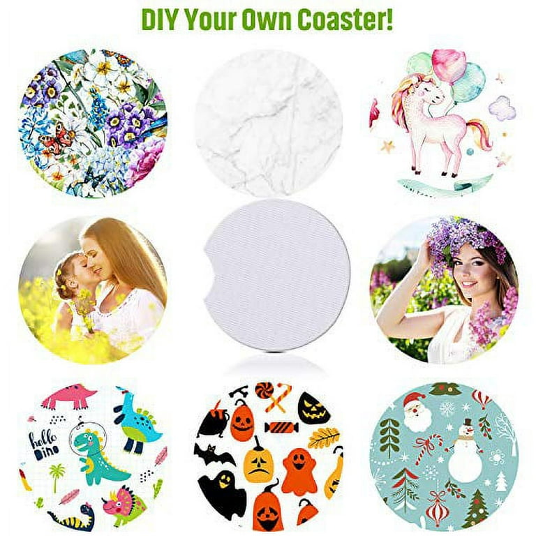 Sublimation Blanks Car Coasters, Absorbent Ceramic Sublimation Coasters  Blanks for Cup Holders Bulk, Absorb Spills to Keep Cupholders Clean