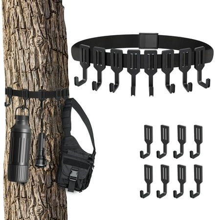 TSV Metal 8 Hook Treestand Strap Outdoor Treestand Gear Hanger for Hunting Camping Black