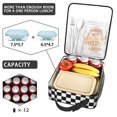 thumbnail image 4 of Black and White Checkered Pattern Insulated Lunch Bag for Men Women,Waterproof Lunch Box for Work,Picnic or Travel,Thermal Insulation,10.63x9.06x3.54 Inches, 4 of 5