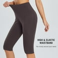 thumbnail image 3 of BALEAF Women's Capri Leggings Knee Length High Waisted Plus Size Yoga Casual Workout Exercise Capris with Pockets Brown 3XL, 3 of 7