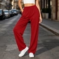 thumbnail image 2 of ZHYou No Boundarie Plus Size Pants for Women Basic Casual Solid Color Elastic Waisted Pull On Lounge Pants,Red,Size L, 2 of 9
