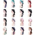 thumbnail image 7 of 1Pc/3Pcs Women Vintage Silky Turbans Bonnet Elastic Wide Band Multifunction Printing Hat Chemo Hair Loss Cap, 7 of 7