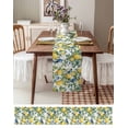 thumbnail image 3 of ERUNPONLY Botanical Lemon Table Runner - 90 Inch Long Watercolor Blue Birds Green Leaves Cotton and Linen Blended Dress Scarves Farmhouse Table Runner for Kitchen Dining, Coffee Table, 13" x 90", 3 of 8