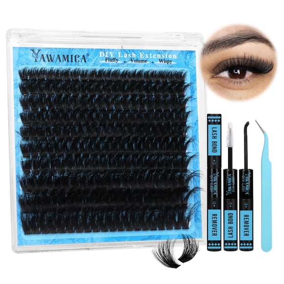 Kit de extensiones de pestañas Yawamica Lash Clusters 200D 10-20 mm