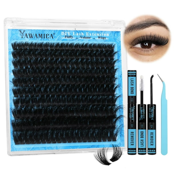 Kit de extensiones de pestañas Yawamica Lash Clusters 200D 10-20 mm