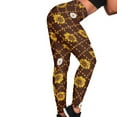 thumbnail image 4 of DISNIMO Sunflower Printed High Waisted Leggings Tummy Control, Yoga Pants Leggings for Workout Sport, Breathable Workout Leggings for Women, Brown, 3XL, 4 of 6