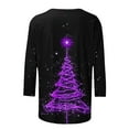 thumbnail image 4 of 3/4 Sleeve Womens Tops Plus Size Christmas Outfits Xmas Tree Printed Graphice Ttee Shirt Crew Neck Holiday Tshirts (3XL, Black 02), 4 of 5