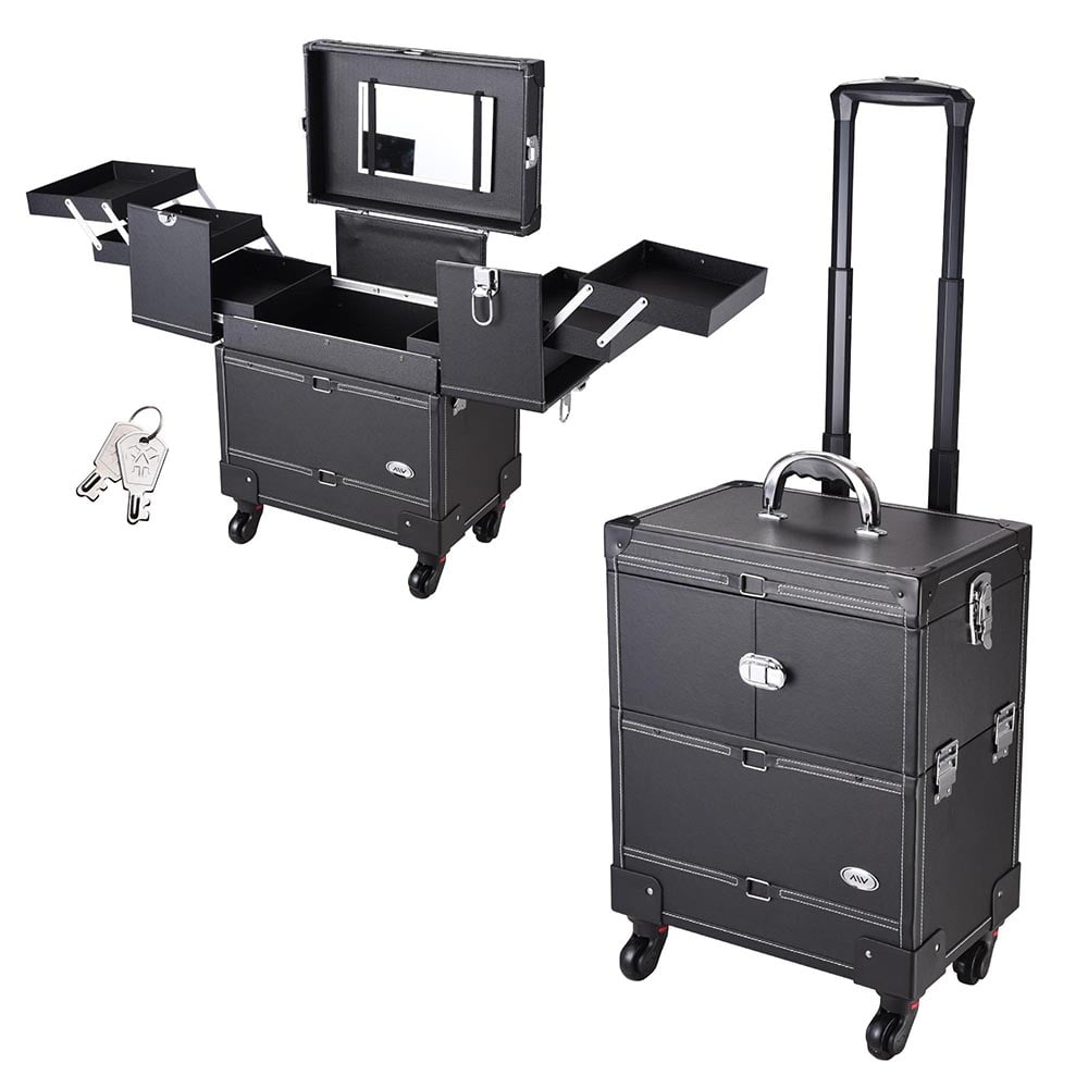 Aw 14x9x20 Lockable Rolling Makeup - Wheeled Makeup Case Aw 14x9x20 Lockable Rolling Makeup - Wheeled Makeup Case