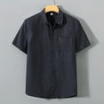 thumbnail image 6 of Men's 100% Linen Collar Shirt Short Sleeve Breathable Casual Top with Pocket, 6 of 12
