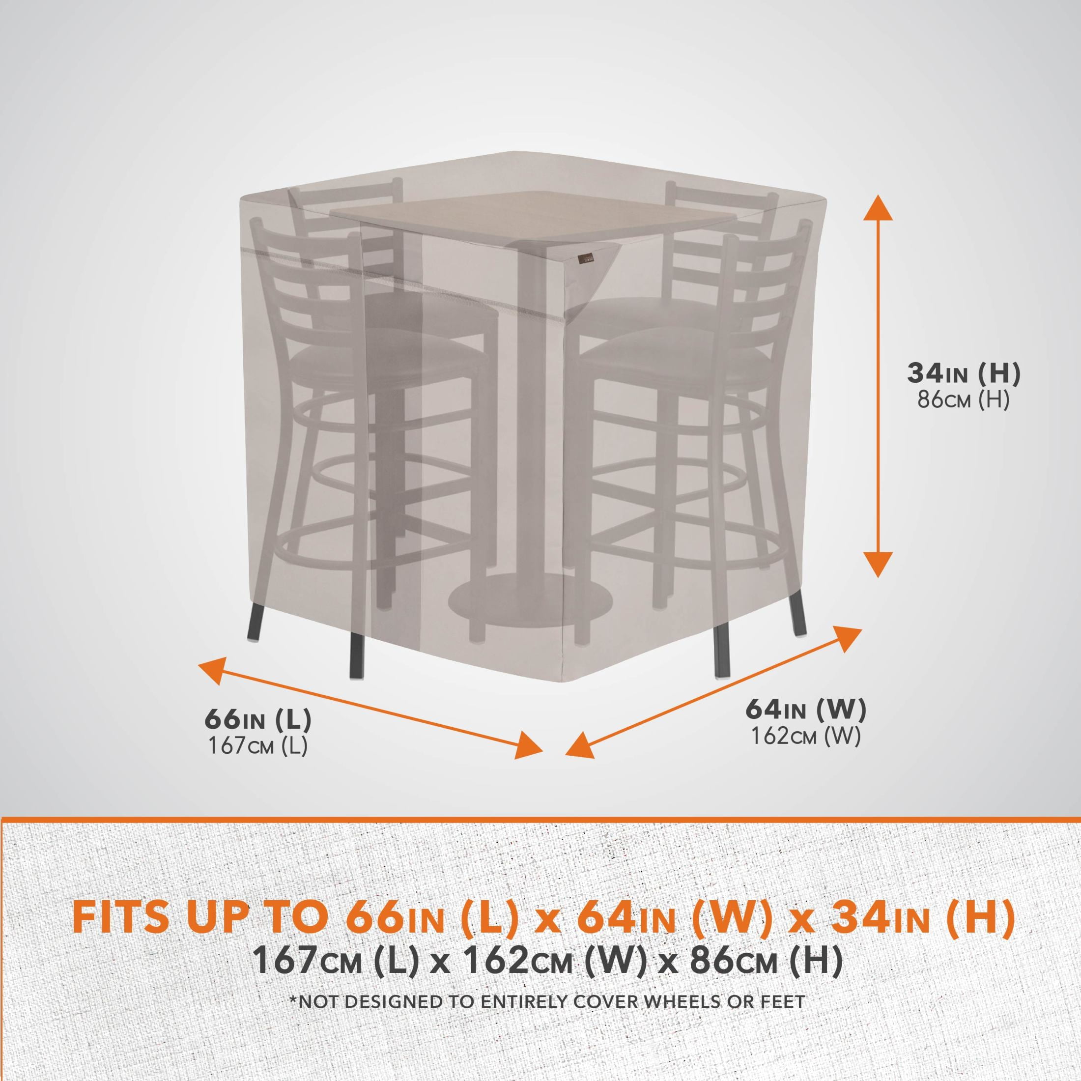 Modern Leisure Monterey Outdoor Patio Bar Table & Chair Set Cover, 66"L x 64"W x 34"H, Beige