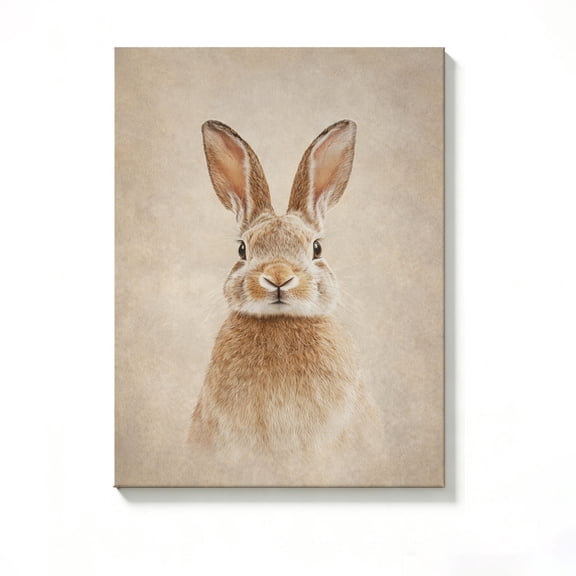 Lavish Cover 8x12 Inch Vintage Hare Portrait Canvas Wall Art, Neutral Rustic Country Farmhouse Decor, No Frame