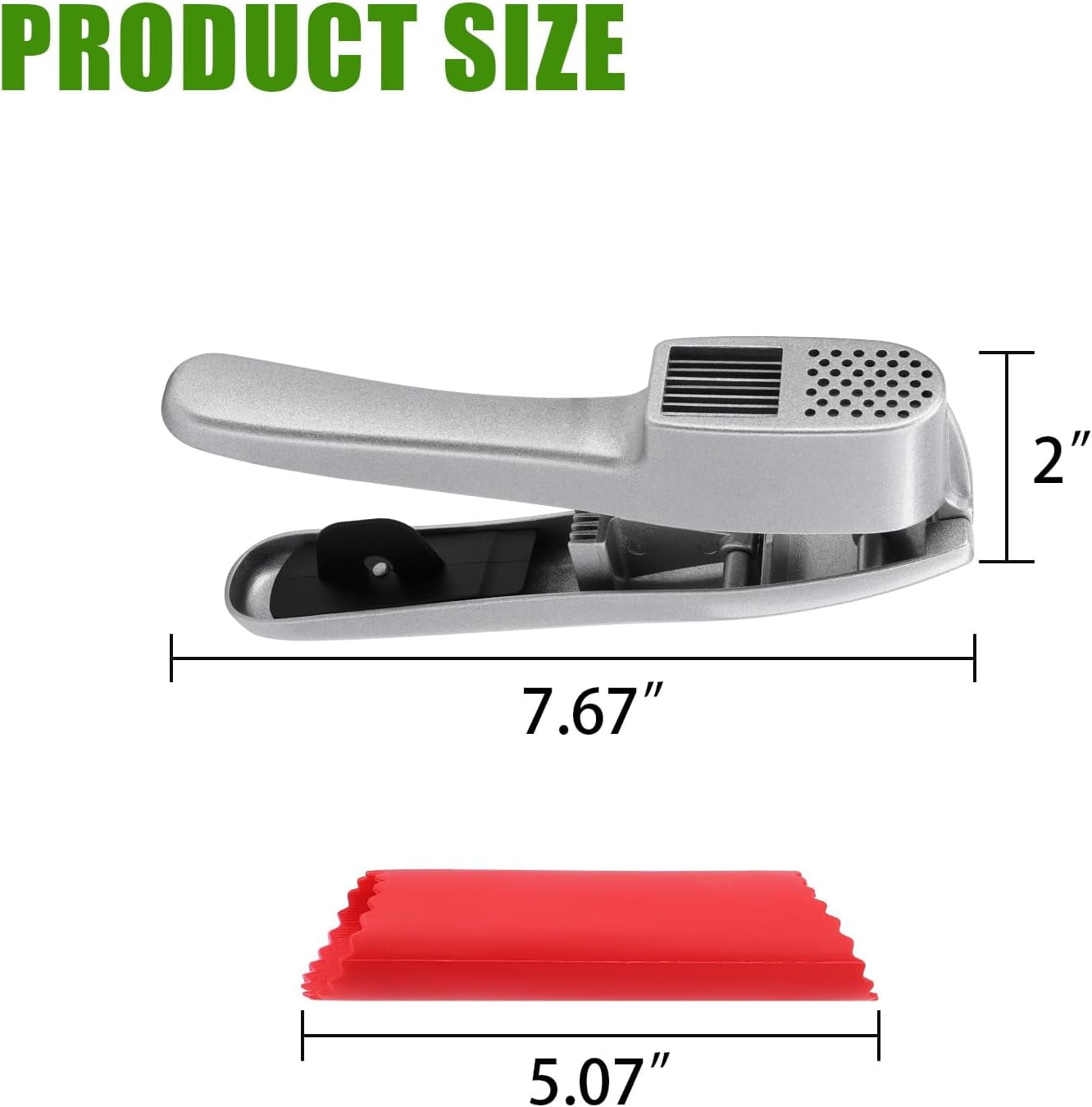 CATPAN Garlic Press and Peeler Set - Silicone Garlic Peeler Tube Roller and Aluminium Garlic Press with Built-In Cleaning Tool Garlic Crusher, Mincer & Peeler for Unpeeled Garlic Cloves