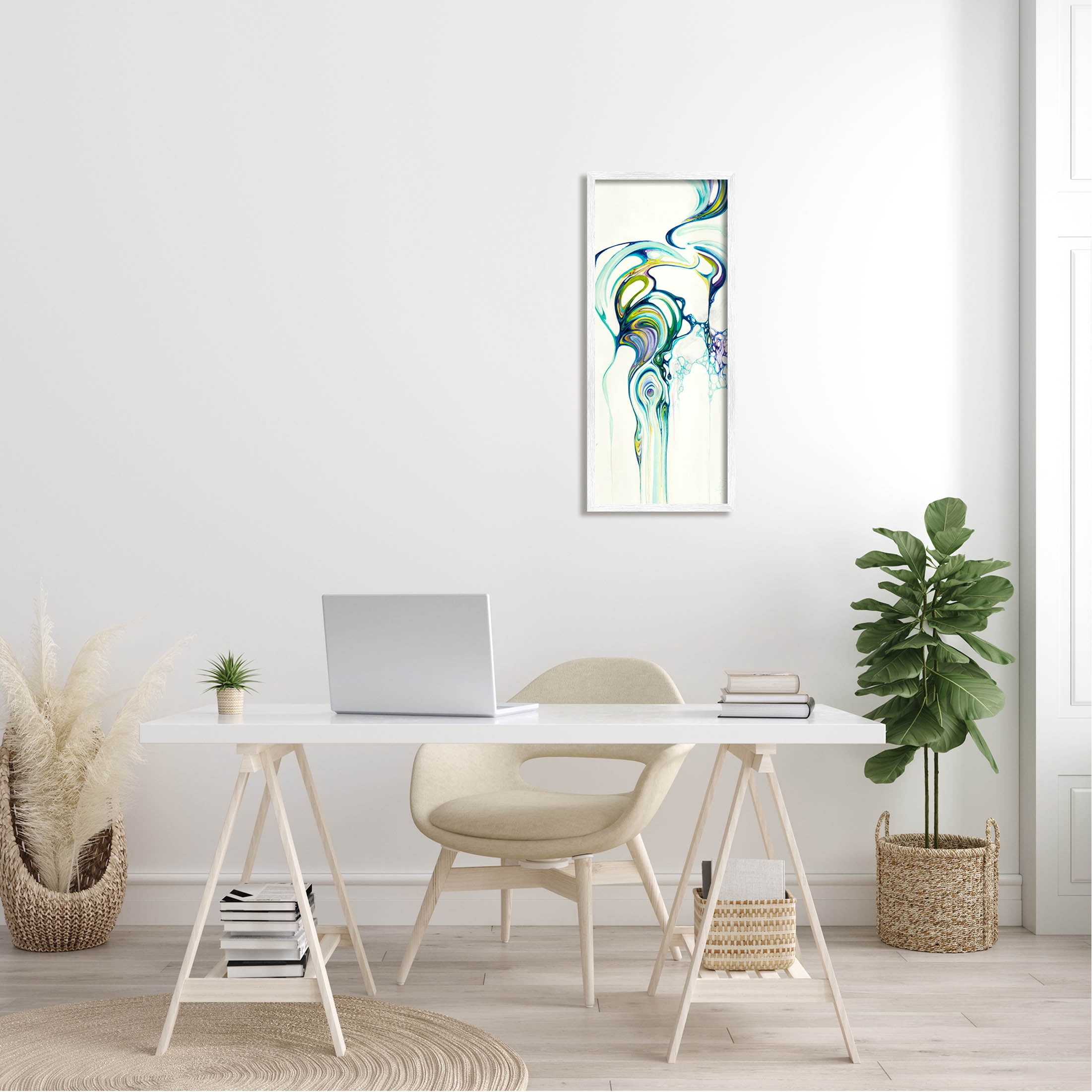 Stupell Industries Abstract Swirl Composition Graphic Art White Framed Art Print Wall Art, Design by Dina D'Argo