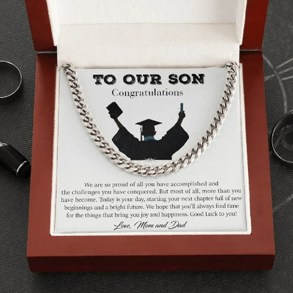 Happy Graduation Best Graduation Gifts for Son from Parent, Cuban Chain Necklace for Son Graduation, Graduation Gift High School Guy, Graduation Gift 2023