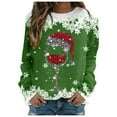 thumbnail image 2 of WEAIXIMIUNG Chandails en Molleton Grande Taille pour Femmes Mode Hiver Décontracté Rouge Verre Flocon de Neige Imprimé de Noël Col Rond Manches Longues Sweat à Capuche, 2 of 4