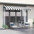 thumbnail image 2 of Outsunny Auvent Rétractable 8 Pieds x 7 Pieds, Auvents de Patio, Abri Pare-Soleil avec Tissu Résistant aux UV et à l'Eau 280 G/m2 et Cadre en Aluminium pour Terrasse, Balcon, Cour, Bleu et Blanc, 2 of 10