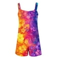 thumbnail image 4 of DDAPJ pyju 2025 Summer Rompers for Women Tie Dye Print Sleeveless Suspenders Short Overalls Loose Casual Wide Leg Jumpsuits Shorts with Pockets Clearance Sale Gold S, 4 of 5