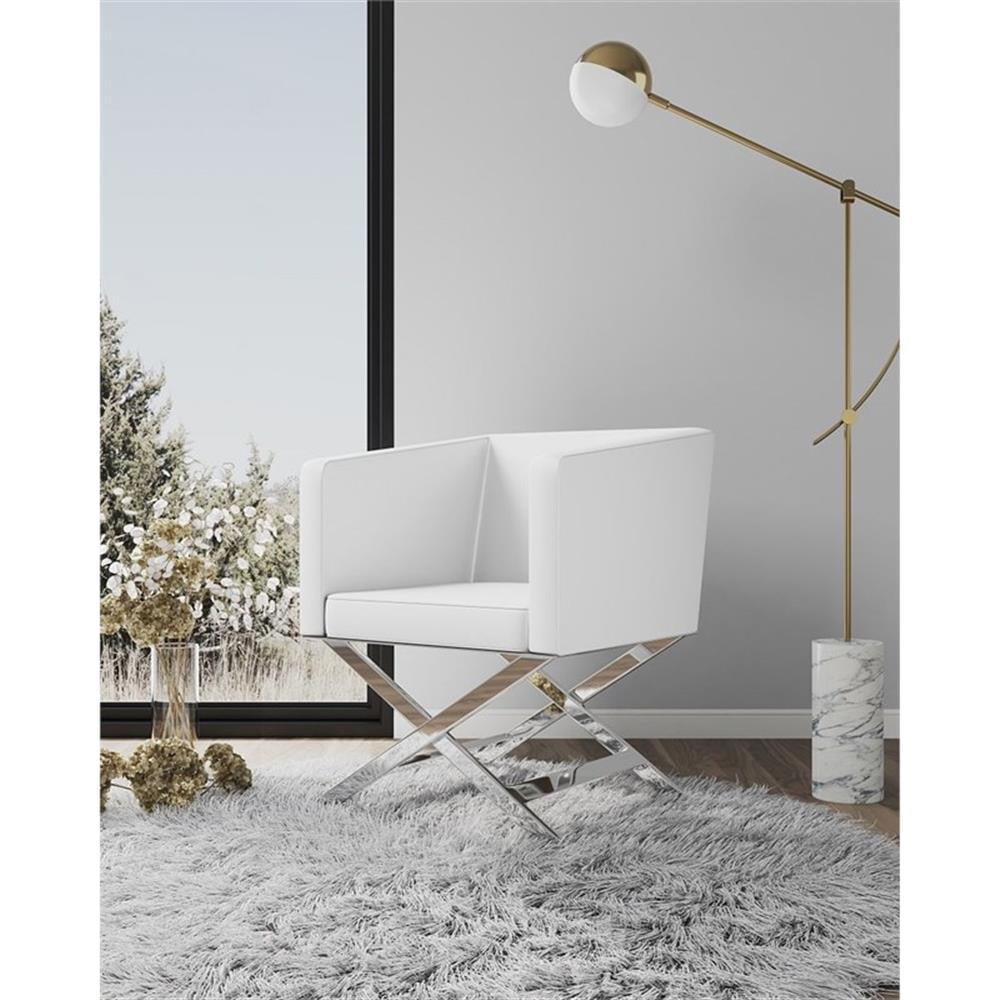 Manhattan Comfort HollyWood Faux Leather Accent Lounge Chair in White