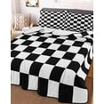 thumbnail image 3 of Quilts Twin XL Size, Simple Black White Checkered Soft Comforter Bedding Set for Bed, Lattice Buffalo Plaid Lightweight Quilted Bedspread with Pillow Cover(2 Pieces) for All Season, 68x98 Inch, 3 of 6