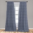 thumbnail image 5 of Ambesonne Indigo Blue Curtains, Chevrons Floral Motives, Pair of 28"x84", Ivory, 5 of 5