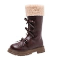 thumbnail image 2 of WAVSUF Girls Fleece Knee High Boots Wide Width Soft Sole Anti Slip Winter Trendy Cute Boots Brown 10 Toddler, 2 of 8