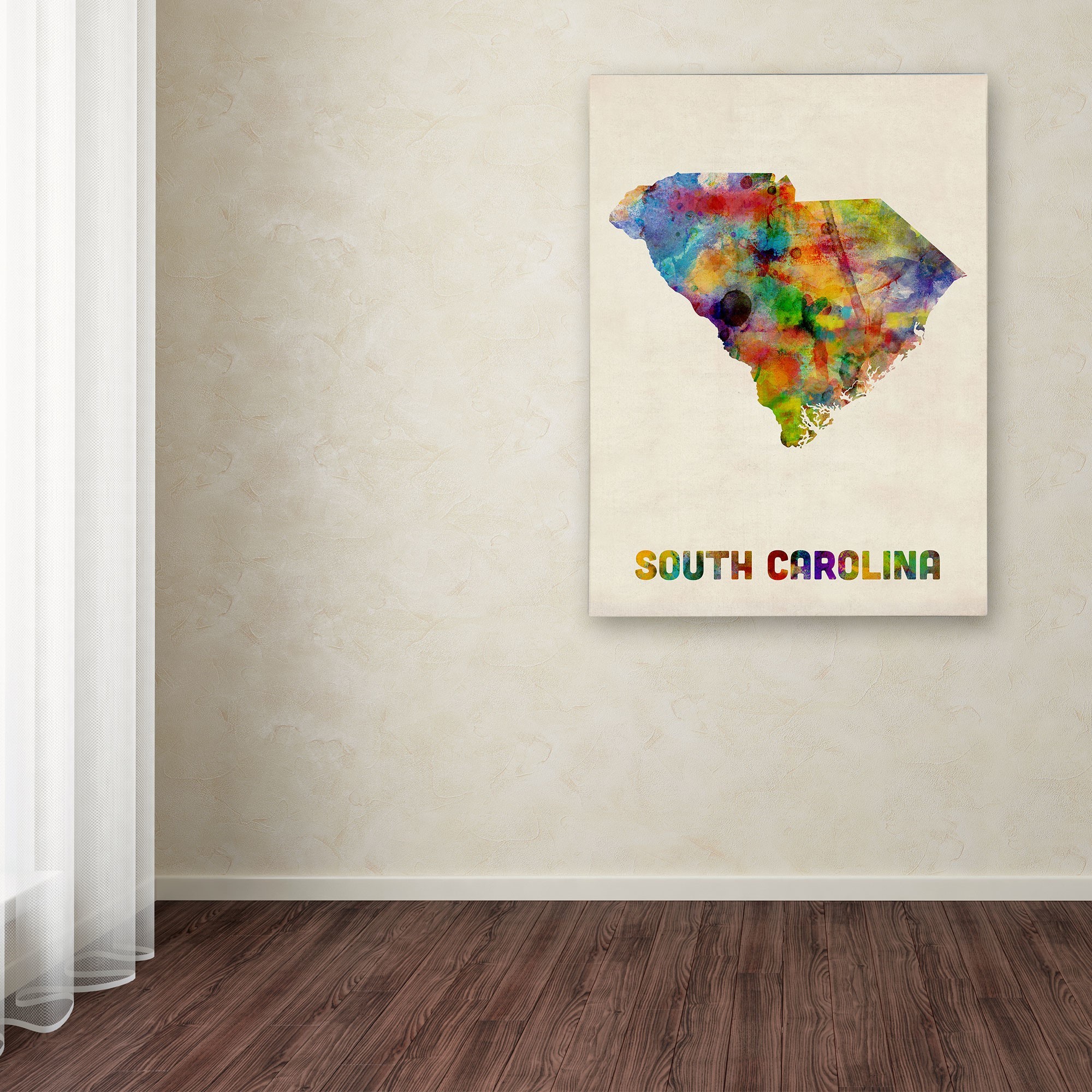 Trademark Fine Art "South Carolina Map" Canvas Wall Art by Michael Tompsett